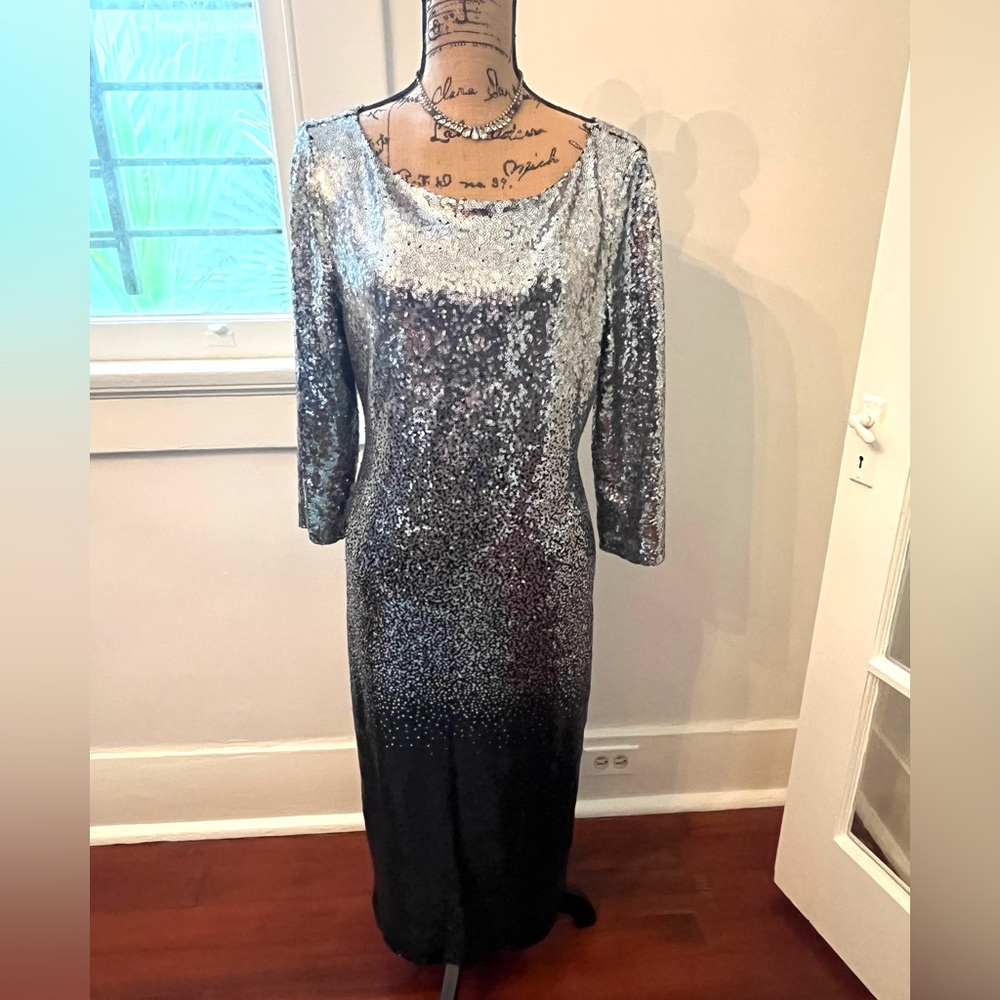 Ombré Sequined Cocktail Party Dress